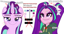 Size: 1052x568 | Tagged: safe, aria blaze, starlight glimmer, equestria girls, g4, the cutie map, comic sans, grammar error, problem solved, smug, smuglight glimmer, theory