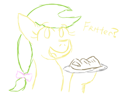Size: 651x548 | Tagged: safe, artist:jargon scott, apple fritter, earth pony, pony, g4, apple family member, apple fritter (food), female, solo, style emulation