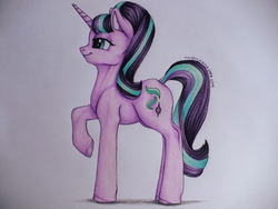 Size: 3072x2304 | Tagged: safe, artist:majeczkaslasher, starlight glimmer, g4, the cutie map, female, high res, raised hoof, solo, traditional art
