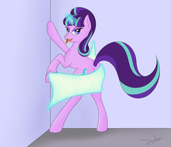 Size: 1024x878 | Tagged: safe, artist:drakxs, starlight glimmer, pony, unicorn, g4, the cutie map, antagonist, bedroom eyes, butt, buttcrack, dat towelin', female, glimmer glutes, looking at you, magic, mare, plot, plotcrack, s5 starlight, scene interpretation, solo, tongue out, towel, towel flossing