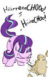 Size: 1254x2000 | Tagged: safe, artist:rainysunshine, starlight glimmer, g4, my little pony: friendship is magic, the cutie map, blushing, eyes closed, female, simple background, sneeze cloud, sneezing, solo, spray, transparent background