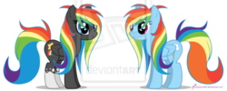 Size: 600x241 | Tagged: dead source, safe, artist:lisajennifer, rainbow dash, oc, oc:rainbow star, g4, alternate hairstyle, deviantart watermark, obtrusive watermark, simple background, transparent background, vector, watermark