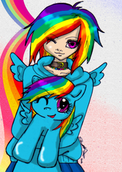 Size: 1127x1582 | Tagged: safe, artist:danielle-chan, rainbow dash, human, g4, female, filly, hair over one eye, human ponidox, humanized, solo, younger