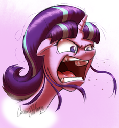 Size: 931x1001 | Tagged: safe, artist:ceehoff, starlight glimmer, pony, unicorn, g4, the cutie map, angry, ears back, female, mare, open mouth, portrait, quiet, ragelight glimmer, scene interpretation, screaming, solo