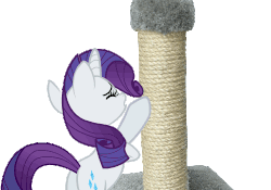 Size: 500x350 | Tagged: safe, artist:tiredbrony, rarity, pony, unicorn, g4, the cutie map, animated, behaving like a cat, bipedal, cute, eyes closed, female, gif, hoofy-kicks, mare, pawing, photoshop, raribetes, raricat, scratching, scratching post, simple background, solo, tiredbrony is trying to murder us, transparent background, weapons-grade cute