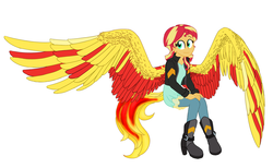 Size: 1421x873 | Tagged: safe, artist:catlover1672, sunset shimmer, equestria girls, g4, my little pony equestria girls: rainbow rocks, my past is not today, female, large wings, solo, sunset phoenix