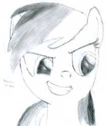 Size: 654x771 | Tagged: safe, artist:drchrisman, rainbow dash, g4, female, grayscale, monochrome, solo, traditional art