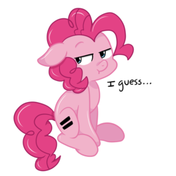 Size: 5120x5120 | Tagged: dead source, safe, artist:shinypikachu25, pinkie pie, g4, the cutie map, :t, absurd resolution, cute, diapinkes, equal cutie mark, female, floppy ears, frown, lidded eyes, no eyelashes, simple background, sitting, solo, transparent background