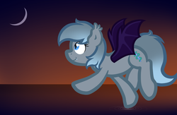 Size: 1280x832 | Tagged: safe, artist:furrgroup, oc, oc only, oc:dreamscape, bat pony, pony, crescent moon, moon, night, solo