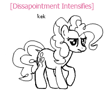 Size: 209x184 | Tagged: safe, artist:hattsy, pinkie pie, g4, disappointed, flockmod, kek, looking at you, meme, monochrome, x intensifies