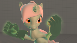 Size: 1280x720 | Tagged: safe, artist:jeijei, lyra heartstrings, pony, unicorn, g4, 3d, action pose, bipedal, female, fighting stance, fist, hand, magic, magic hands, mare, solo, source filmmaker