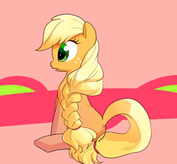 Size: 500x461 | Tagged: safe, artist:pan, applejack, g4, braid, female, pixiv, solo