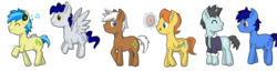 Size: 7000x1800 | Tagged: safe, artist:theanimalover, blues, goldengrape, mercury, mochaccino, neon lights, noteworthy, rare find, rising star, sir colton vines iii, starry eyes (g4), warm front, g4, aura, backwards cutie mark, bagel, blushing, food, headphones, high res, magic, male