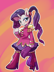Size: 1280x1688 | Tagged: safe, artist:yajima, rarity, anthro, g4, arm hooves, clothes, costume, female, sgt. rarity, solo