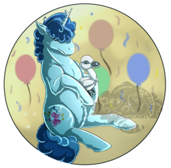 Size: 1211x1193 | Tagged: safe, artist:kuroleopard, party favor, g4, the cutie map, balloon, balloon animal, male, solo
