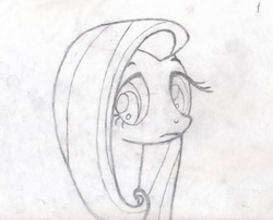 Size: 1045x844 | Tagged: safe, artist:pancake-skunk, fluttershy, g4, monochrome, pencil drawing, traditional art