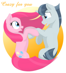 Size: 2000x2203 | Tagged: safe, artist:haretrinity, party favor, pinkie pie, pony, g4, the cutie map, duo, equal cutie mark, equalized, female, high res, long hair, male, pinkamena diane pie, ship:partypie, shipping, simple background, straight, transparent background, windswept mane
