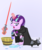 Size: 758x900 | Tagged: safe, artist:pixelkitties, starlight glimmer, g4, my little pony: friendship is magic, the cutie map, armor, cloak, clothes, crossover, female, levitation, lightsaber, magic, mouse droid, open mouth, raised hoof, sith, sithlight glimmer, solo, star wars, telekinesis