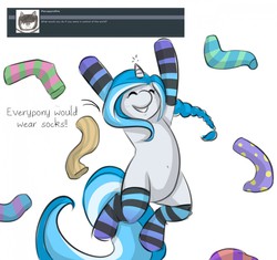 Size: 1280x1202 | Tagged: safe, artist:askbubblelee, oc, oc only, oc:bubble lee, oc:imago, belly button, clothes, cute, jumping, smiling, socks, stockings, striped socks