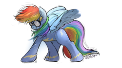 Size: 1920x1080 | Tagged: safe, artist:noben, rainbow dash, g4, female, solo, wonderbolts uniform