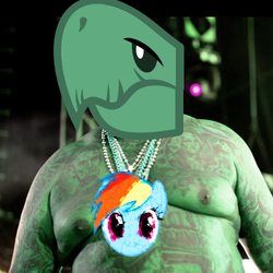 Size: 500x500 | Tagged: safe, edit, rainbow dash, tank, human, g4, faic, irl, irl human, not salmon, photo, rick ross, wat