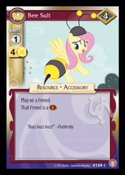 Size: 640x893 | Tagged: safe, enterplay, fluttershy, absolute discord, g4, my little pony collectible card game, animal costume, bee costume, beekini, card, ccg, clothes, costume, flutterbee