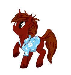 Size: 800x844 | Tagged: safe, artist:siinew, oc, oc only, oc:rum chaser, clothes, hawaiian shirt, heart eyes, scar, unshorn fetlocks, wingding eyes