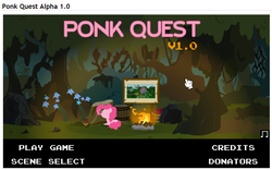 Size: 969x606 | Tagged: safe, artist:tiarawhy, pinkie pie, g4, game, intro, ponk, ponk quest, ponk quest alpha 1.0