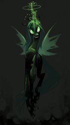 Size: 722x1280 | Tagged: dead source, safe, artist:mnstrmthd, queen chrysalis, g4, female, glowing horn, horn, magic, solo