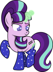 Size: 789x1078 | Tagged: safe, artist:ideltavelocity, starlight glimmer, g4, the cutie map, bedroom eyes, clothes, cute, female, looking back, magic, raised hoof, raised leg, simple background, smiling, socks, solo, telekinesis, transparent background