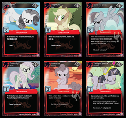 Size: 1032x960 | Tagged: safe, enterplay, applejack, fluttershy, pinkie pie, rainbow dash, rarity, twilight sparkle, absolute discord, g4, my little pony collectible card game, big crown thingy, card, ccg, chocolate rain, discorded