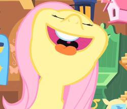 Size: 832x717 | Tagged: safe, screencap, fluttershy, pony, g4, stare master, animation error, cropped, faic, female, mare, solo, tongue out