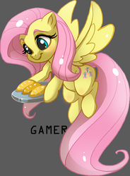 Size: 457x620 | Tagged: safe, artist:thegamercolt, fluttershy, g4, cookie, female, flying, solo