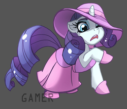 Size: 500x431 | Tagged: safe, artist:thegamercolt, rarity, g4, clothes, dress, female, hat, raised hoof, shoes, solo, summer dress