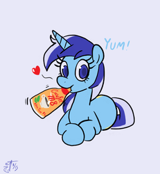 Size: 643x697 | Tagged: safe, artist:melancholy, minuette, pony, unicorn, g4, coffee creamer, female, heart, looking at you, mare