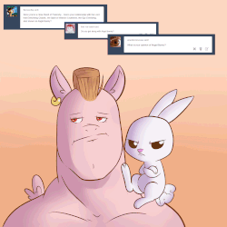 Size: 2000x2000 | Tagged: safe, artist:raph13th, angel bunny, bulk biceps, pegasus, pony, g4, angel is a bunny bastard, animated, ask, duo, high res, tumblr