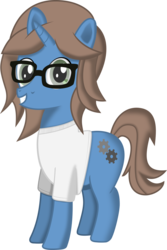 Size: 771x1151 | Tagged: safe, artist:techarmsbu, oc, oc only, oc:versatile gears, pony, unicorn, clothes, glasses, male, shirt, simple background, solo, stallion, transparent background