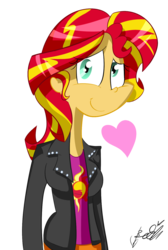 Size: 1005x1500 | Tagged: safe, artist:befishproductions, sunset shimmer, equestria girls, g4, female, heart, signature, simple background, solo, transparent background