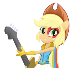 Size: 930x859 | Tagged: safe, artist:nancy-rully, artist:negasun, edit, applejack, equestria girls, g4, my little pony equestria girls: rainbow rocks, female, guitar, ponied up, simple background, solo, transparent background, vector