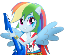 Size: 973x822 | Tagged: safe, artist:nancy-rully, artist:negasun, edit, rainbow dash, equestria girls, g4, my little pony equestria girls: rainbow rocks, female, guitar, ponied up, simple background, solo, transparent background, vector