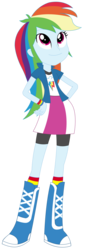 Size: 1213x3553 | Tagged: safe, artist:sketchmcreations, rainbow dash, equestria girls, g4, my little pony equestria girls: rainbow rocks, boots, clothes, female, hand on hip, inkscape, shine like rainbows, simple background, skirt, socks, solo, transparent background, vector