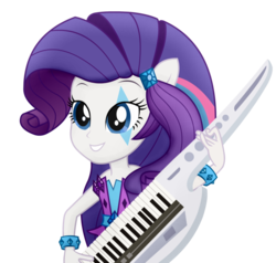 Size: 916x872 | Tagged: safe, artist:nancy-rully, artist:negasun, edit, rarity, equestria girls, g4, my little pony equestria girls: rainbow rocks, face paint, female, grin, keytar, musical instrument, ponied up, simple background, smiling, solo, transparent background, vector