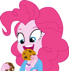 Size: 2769x2835 | Tagged: safe, artist:sketchmcreations, vector edit, pinkie pie, equestria girls, g4, my little pony equestria girls: rainbow rocks, bracelet, clothes, cookie, cute, diapinkes, eating, female, food, high res, inkscape, jewelry, nom, open mouth, simple background, solo, transparent background, vector, wristband