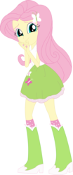Size: 1104x2645 | Tagged: safe, artist:sketchmcreations, fluttershy, equestria girls, g4, boots, clothes, female, fluttershy's skirt, inkscape, simple background, skirt, socks, solo, transparent background, vector