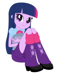 Size: 1340x1683 | Tagged: safe, artist:sketchmcreations, twilight sparkle, equestria girls, g4, clothes, cute, faic, female, happy, inkscape, looking at you, simple background, sitting, skirt, smiling, smirk, solo, transparent background, twiabetes, twiface, twilight sparkle (alicorn), vector