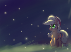 Size: 1100x800 | Tagged: safe, artist:heir-of-rick, applejack, firefly (insect), daily apple pony, g4, female, hat, solo