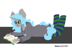 Size: 1280x853 | Tagged: safe, artist:otterlore, oc, oc only, anthro, ambiguous facial structure, book, clothes, hoodie, simple background, socks, solo, striped socks, transparent background