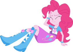 Size: 1501x1083 | Tagged: safe, artist:sketchmcreations, pinkie pie, equestria girls, g4, my little pony equestria girls: rainbow rocks, shake your tail, balloon, boots, clothes, dazed, female, high heel boots, inkscape, simple background, skirt, solo, transparent background, vector, wristband