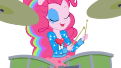 Size: 1510x848 | Tagged: safe, artist:vaniaeditors, pinkie pie, equestria girls, g4, my little pony equestria girls: rainbow rocks, drums, drumsticks, musical instrument, ponied up, simple background, transparent background, vector