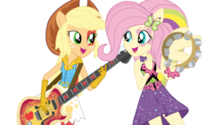 Size: 1500x839 | Tagged: safe, artist:vaniaeditors, applejack, fluttershy, equestria girls, g4, my little pony equestria girls: rainbow rocks, duo, ponied up, simple background, transparent background, vector